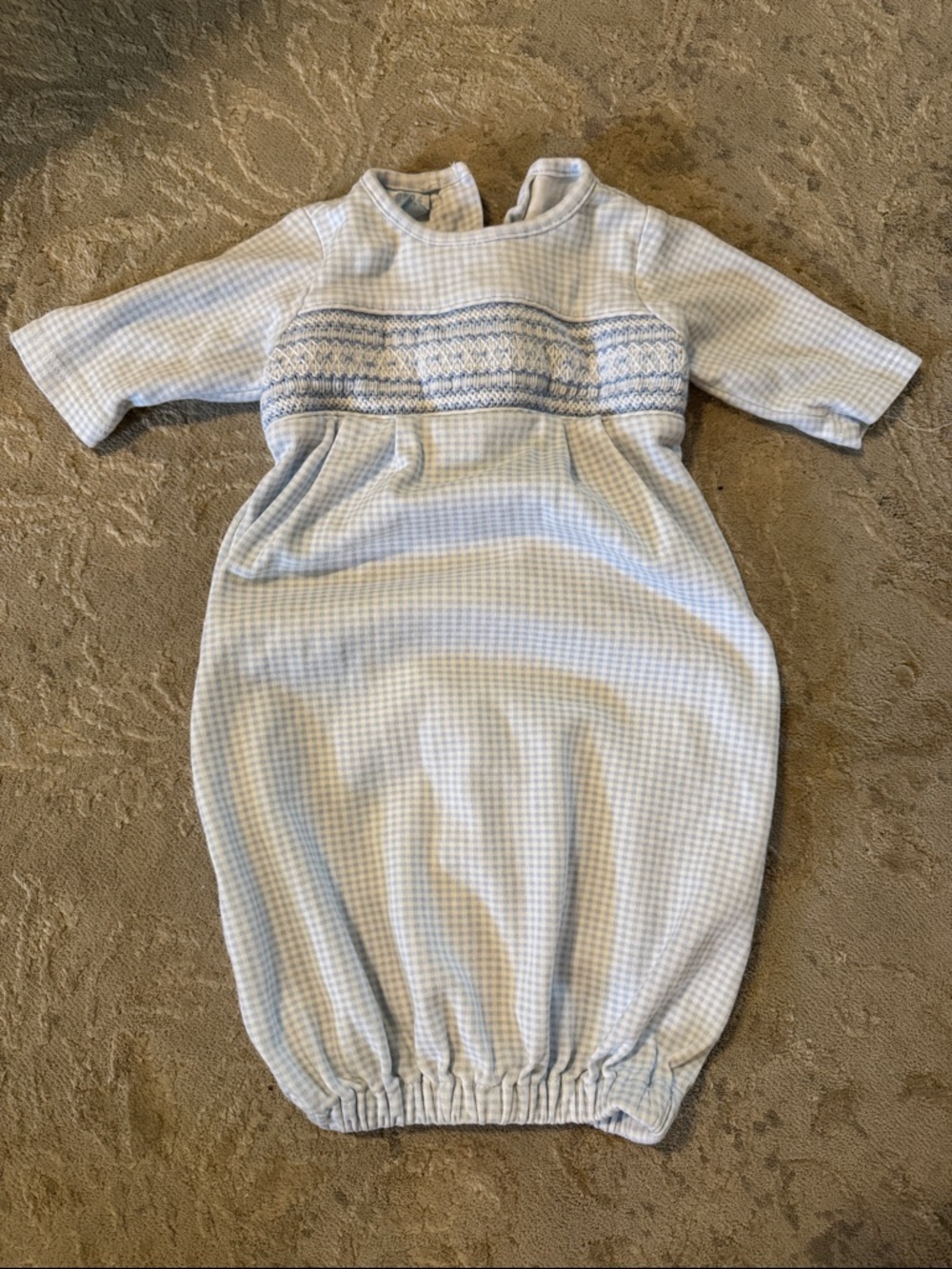 Classic Blue Gingham Smocked Baby Sleep Sack